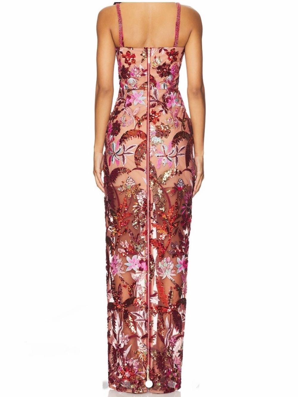 Bronx and Banco Embellished Floral Sequin Gown Brand NWT and bag- Pink/Burgundy - Picture 3 of 4